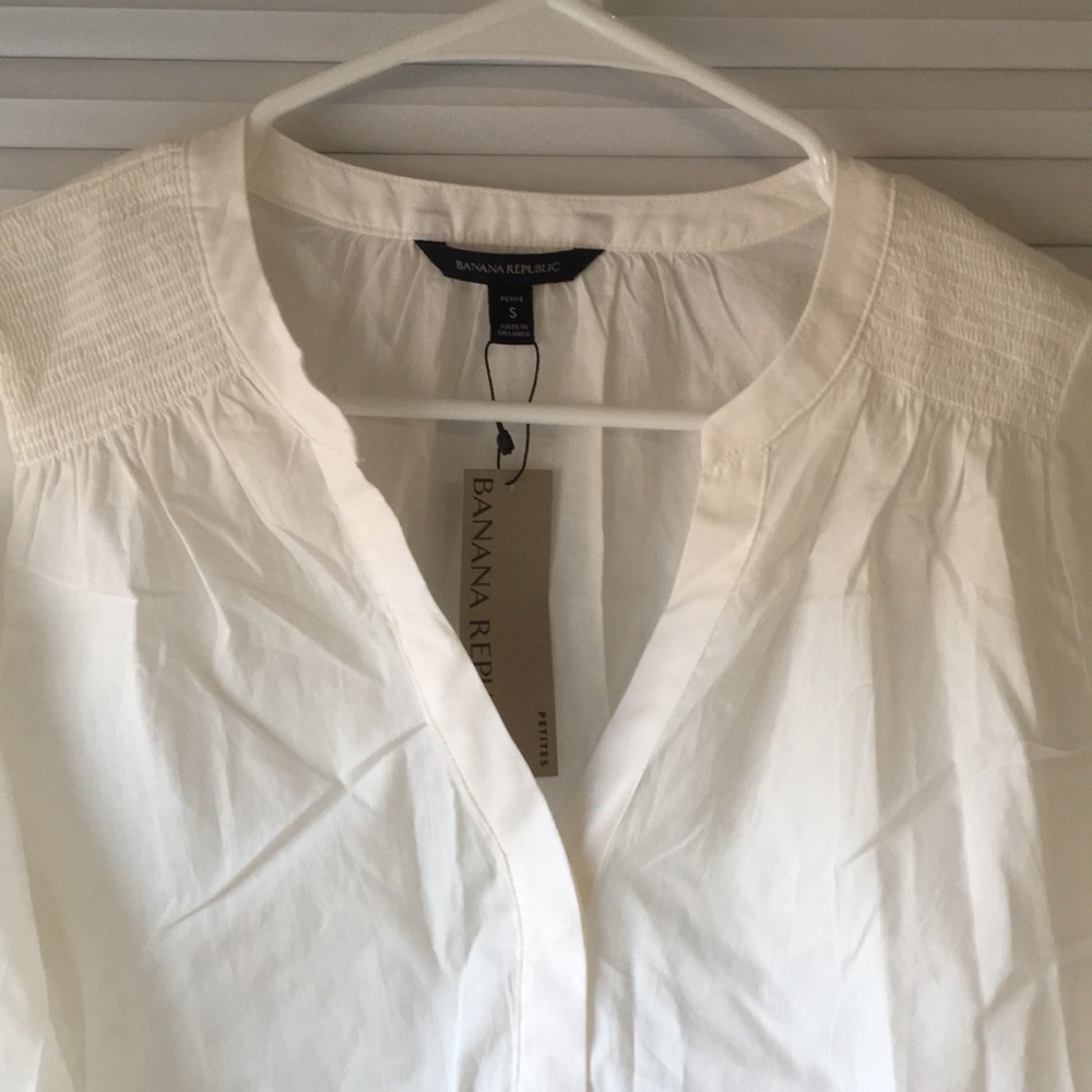 NWT Banana Republic Petite Cotton Balloon-Sleeve Top - Picture 6 of 9